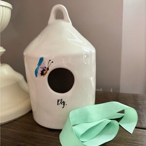 USA Rae Dunn fly Ceramic Birdhouse with Butterfly Design